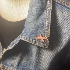 "Pink glittery Airplane" Metal Pin